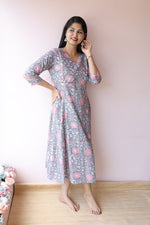 Diya Handblock Cotton Feeding - Friendly Maternity Dress | Noor collectionALL US WOMENmaternity and feeding