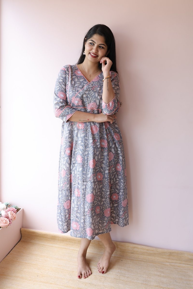 Diya Handblock Cotton Feeding - Friendly Maternity Dress | Noor collectionALL US WOMENmaternity and feeding