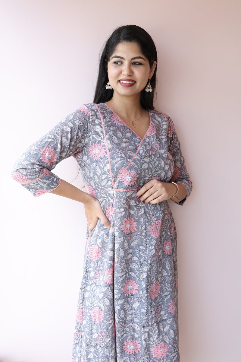 Diya Handblock Cotton Feeding - Friendly Maternity Dress | Noor collectionALL US WOMENmaternity and feeding