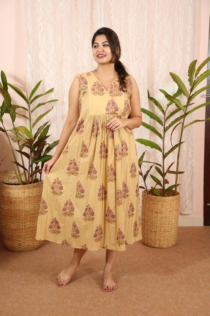 Dress|Maternity|Feeding|Shubhadha|beige|Homewear|sleevelessALL US WOMENmaternity and feeding