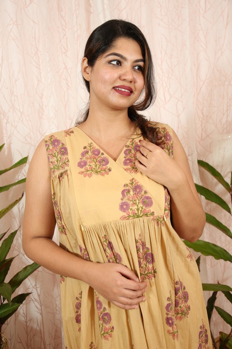 Dress|Maternity|Feeding|Shubhadha|beige|Homewear|sleevelessALL US WOMENmaternity and feeding