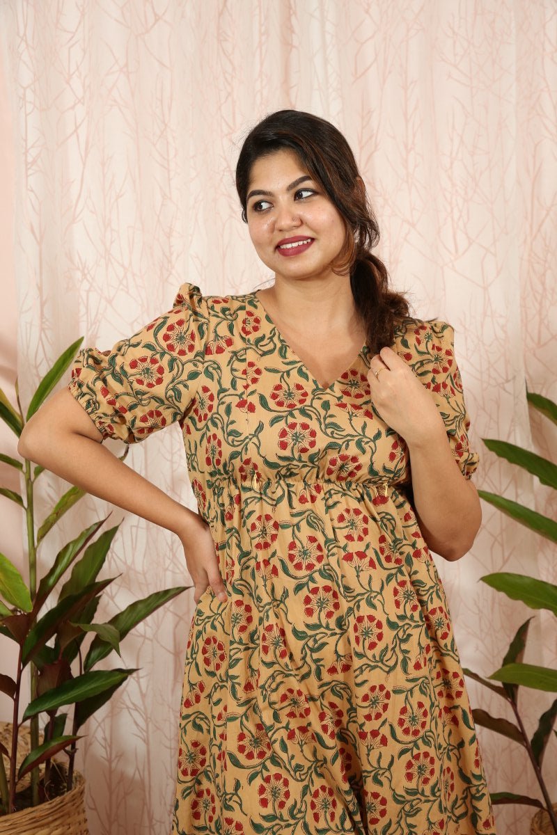 Dress|Maternity|Feeding|Shubhadha|Biege|HomewearALL US WOMENmaternity and feeding