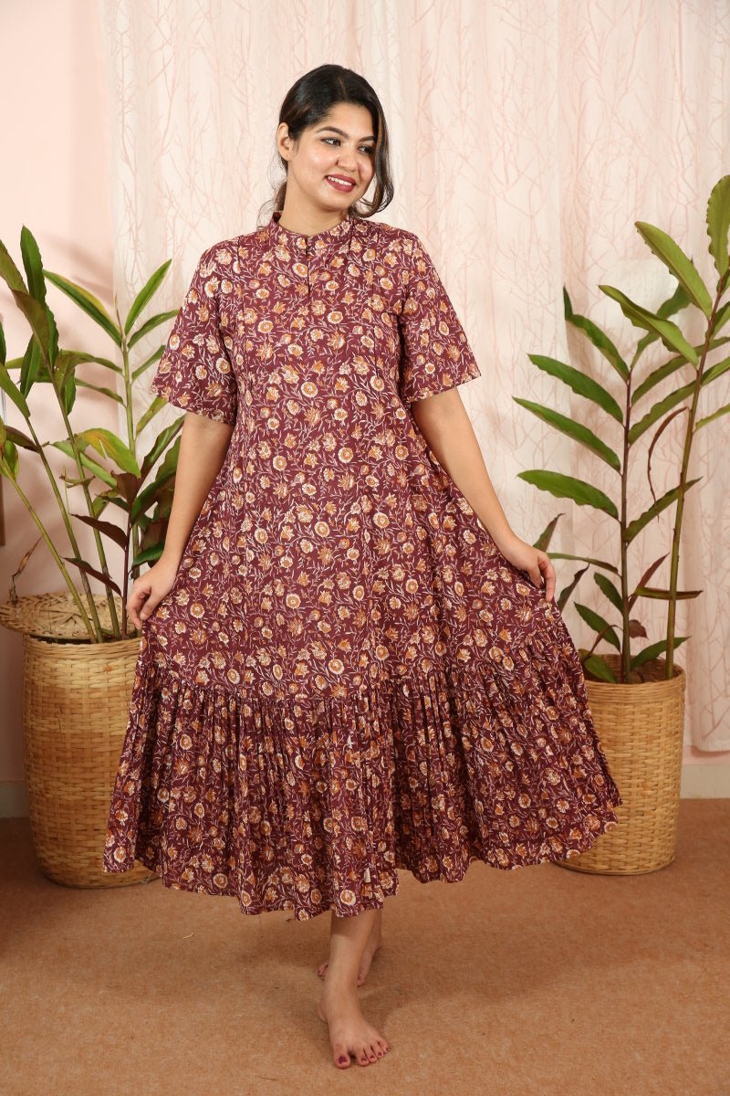 Dress|Maternity|Feeding|Shubhadha|brown|HomewearALL US WOMENmaternity and feeding