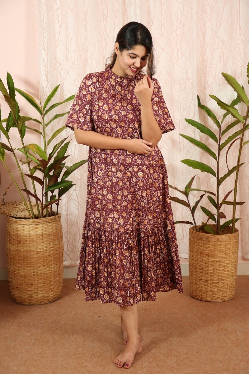 Dress|Maternity|Feeding|Shubhadha|brown|HomewearALL US WOMENmaternity and feeding