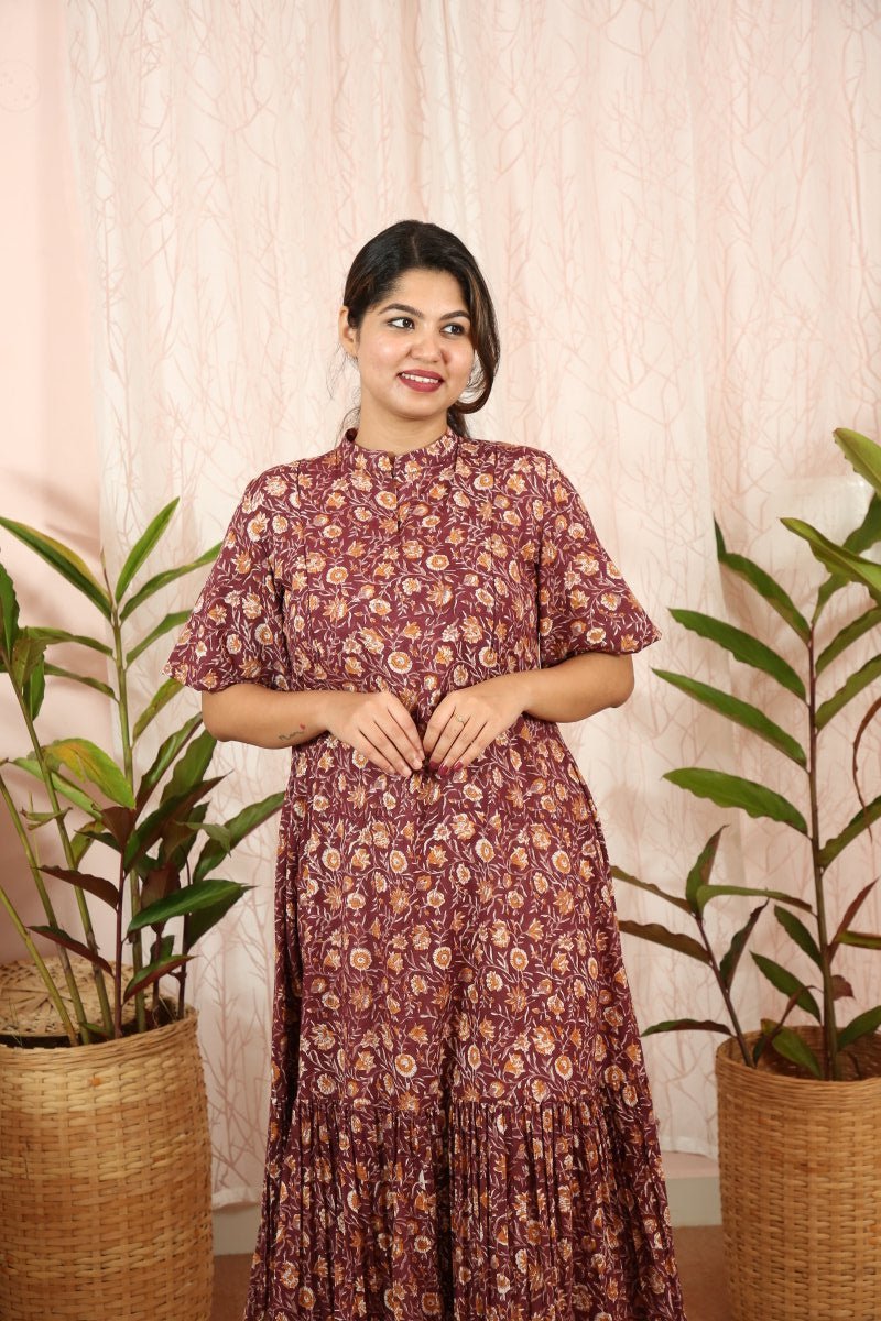 Dress|Maternity|Feeding|Shubhadha|brown|HomewearALL US WOMENmaternity and feeding