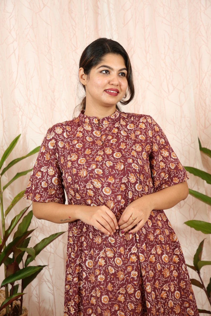 Dress|Maternity|Feeding|Shubhadha|brown|HomewearALL US WOMENmaternity and feeding