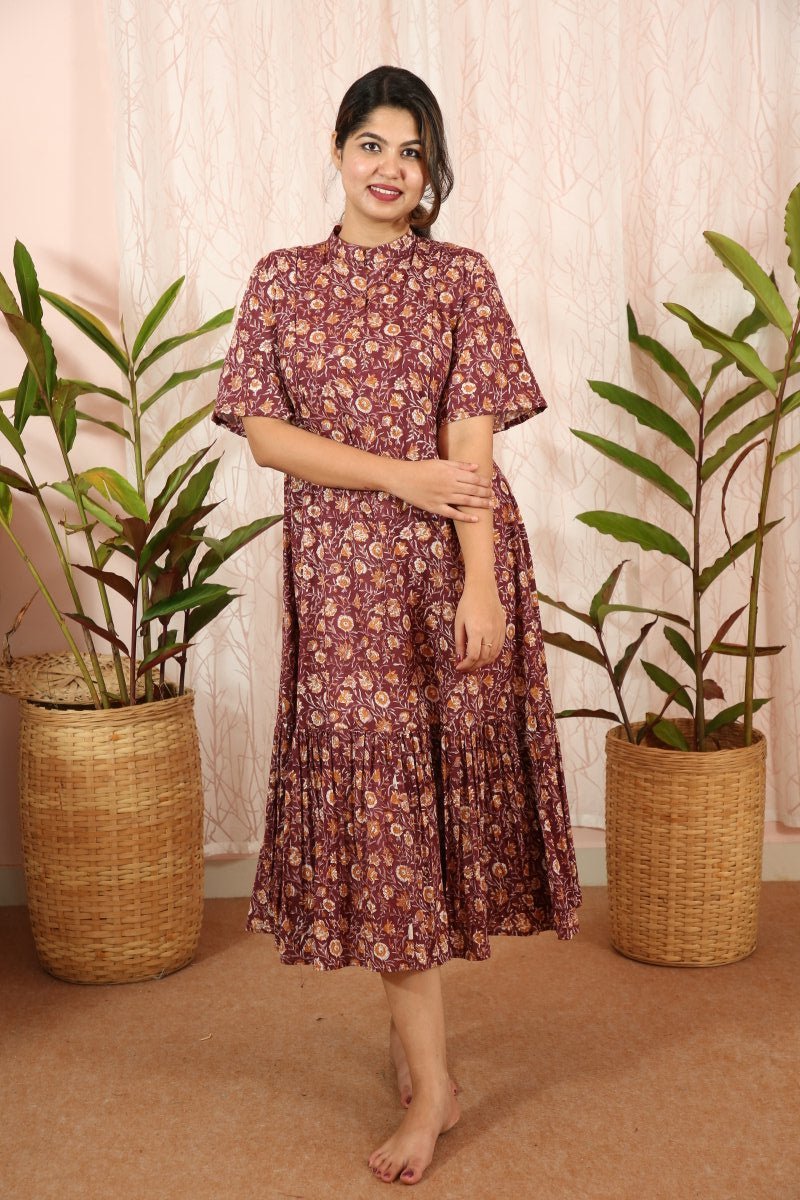 Dress|Maternity|Feeding|Shubhadha|brown|HomewearALL US WOMENmaternity and feeding