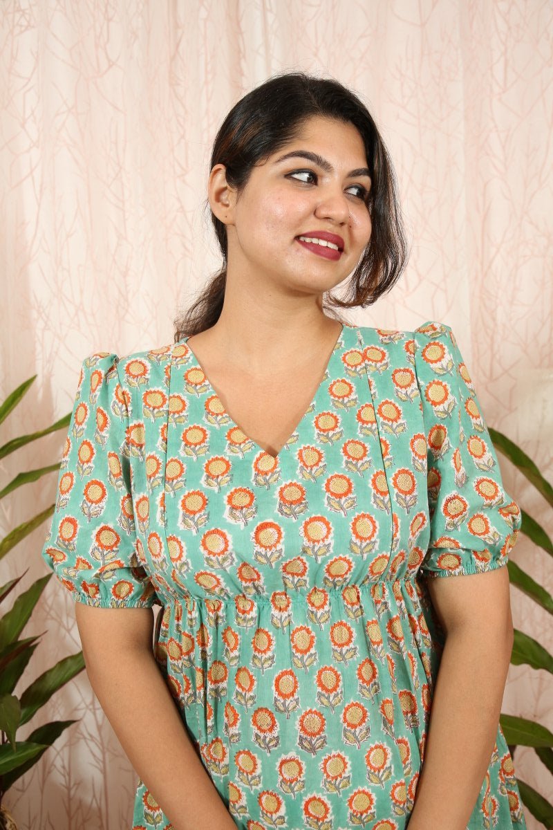 Dress|Maternity|Feeding|Shubhadha|seagreen|HomewearALL US WOMENmaternity and feeding