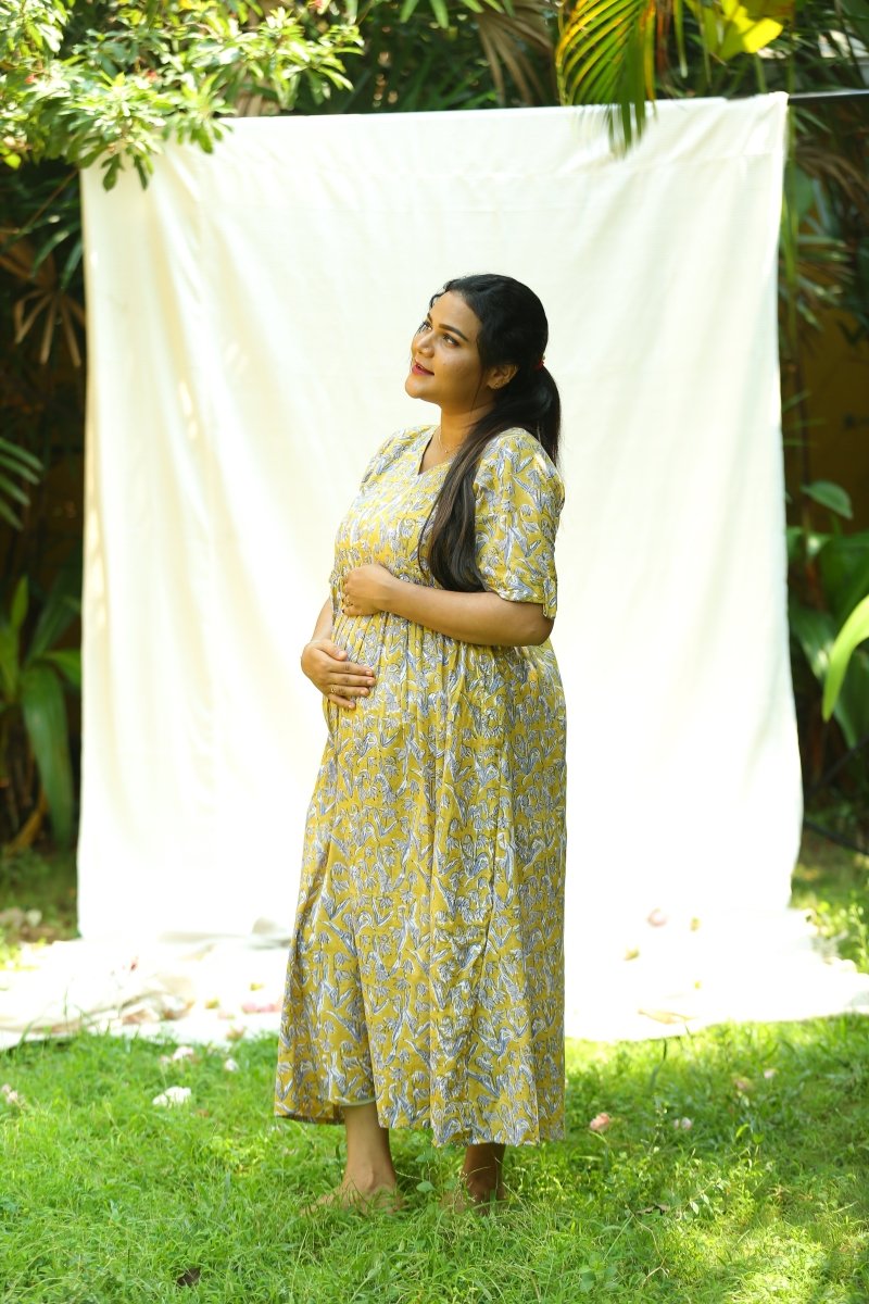 Dress|Maternity|Feeding|Summer|mustard