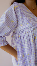 Fallow – Puff Sleeve Button-Down Maternity & Nursing Dress in Lilac Gingham CottonALL US WOMENmaternity and feeding