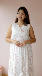 Fog — Cotton Floral Ruffle-Hem homecoming DressALL US WOMENmaternity and feeding