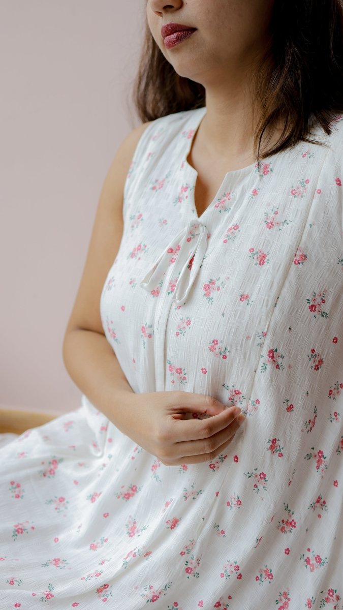 Fog — Cotton Floral Ruffle-Hem homecoming DressALL US WOMENmaternity and feeding