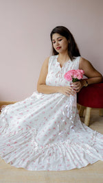 Fog — Cotton Floral Ruffle-Hem homecoming DressALL US WOMENmaternity and feeding