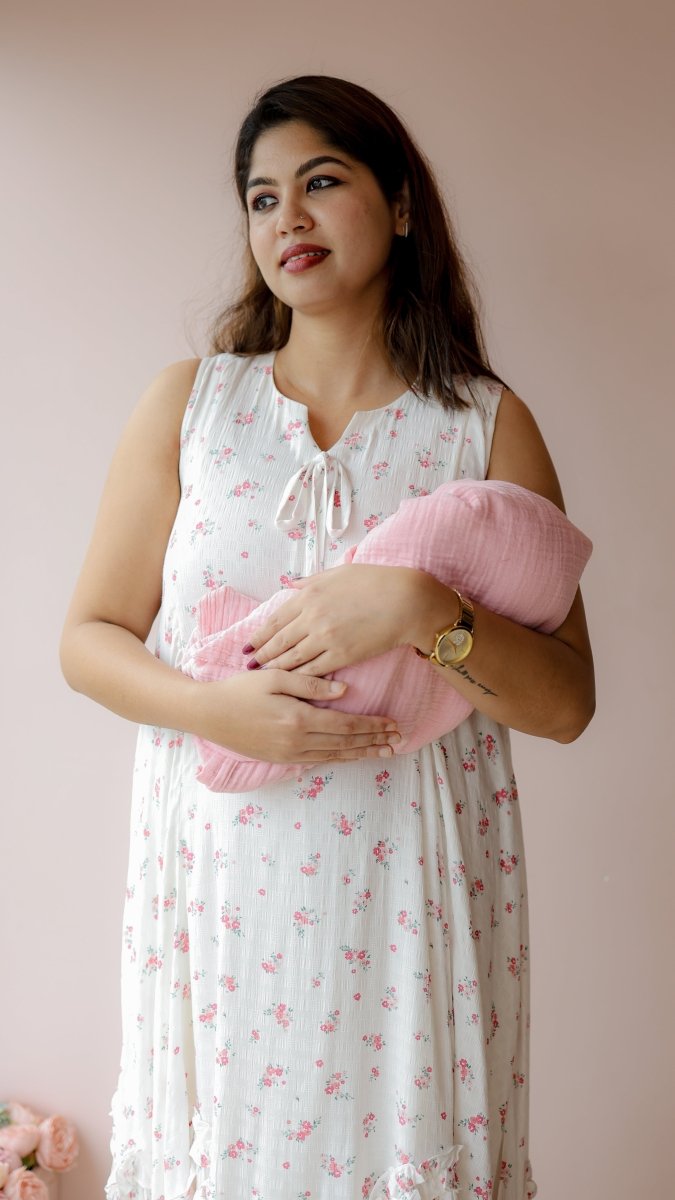 Fog — Cotton Floral Ruffle-Hem homecoming DressALL US WOMENmaternity and feeding