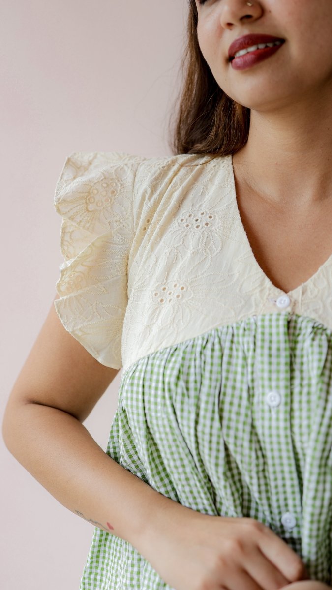 Furrow — Cotton Eyelet Button-Down Recovery DressALL US WOMENmaternity and feeding