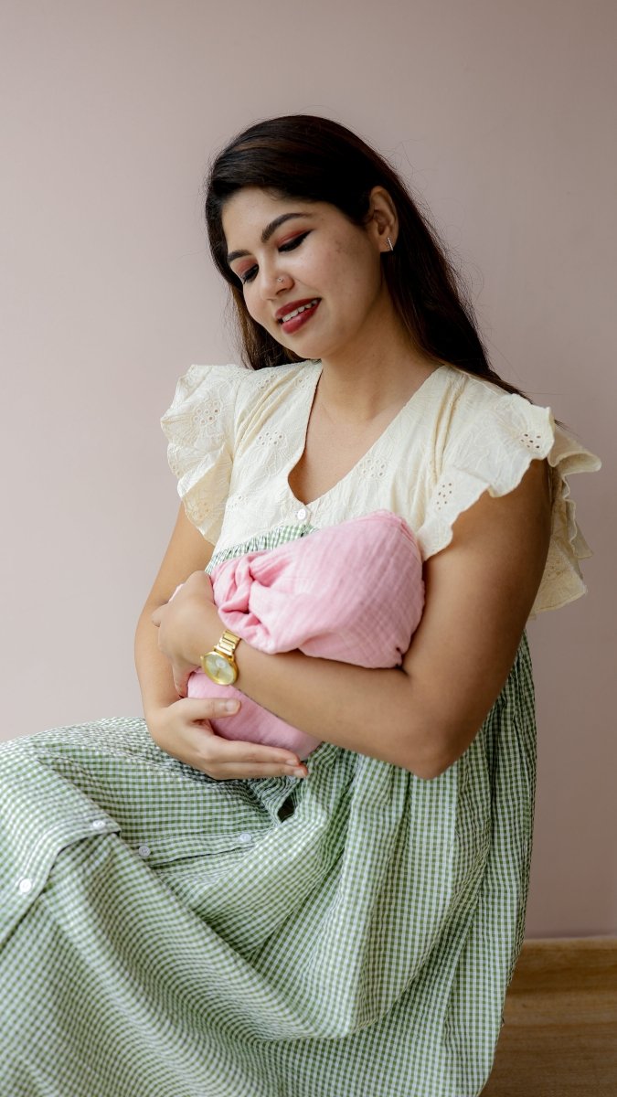 Furrow — Cotton Eyelet Button-Down Recovery DressALL US WOMENmaternity and feeding