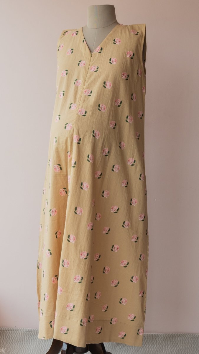 Ganga | Blush Rose Print Cotton Maternity & Nursing DressALL US WOMENmaternity and feeding