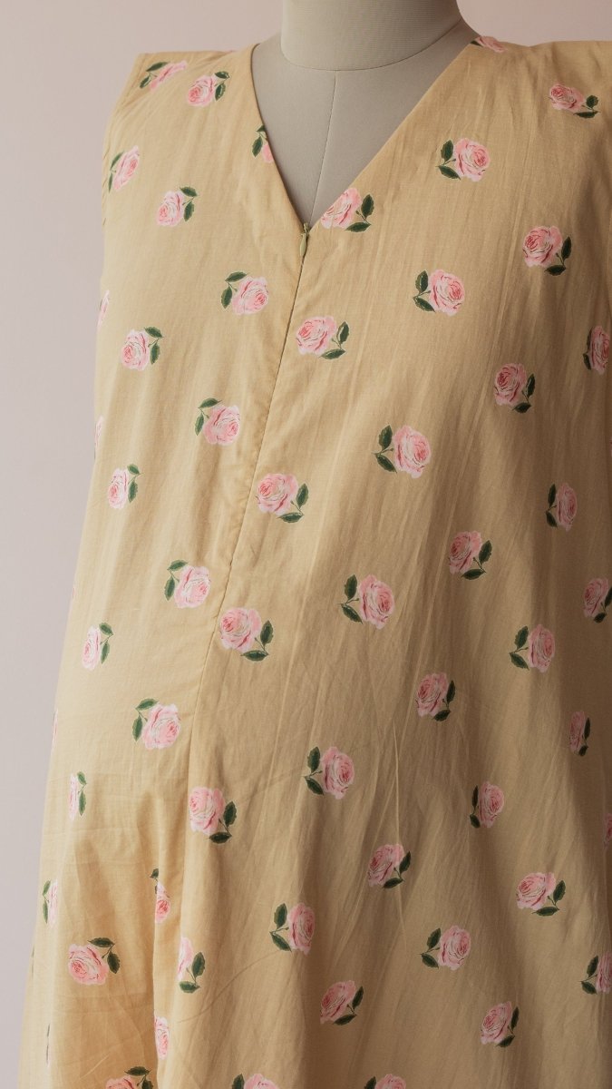 Ganga | Blush Rose Print Cotton Maternity & Nursing DressALL US WOMENmaternity and feeding