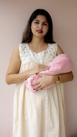 Glean — Cotton Cherry-Print Button-Down Recovery DressALL US WOMENmaternity and feeding