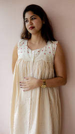 Glean — Cotton Cherry-Print Button-Down Recovery DressALL US WOMENmaternity and feeding