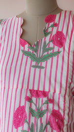 Gomati | Pink Stripe Marigold Print Cotton Maternity & Nursing DressALL US WOMENmaternity and feeding