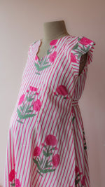 Gomati | Pink Stripe Marigold Print Cotton Maternity & Nursing DressALL US WOMENmaternity and feeding