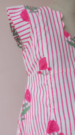 Gomati | Pink Stripe Marigold Print Cotton Maternity & Nursing DressALL US WOMENmaternity and feeding