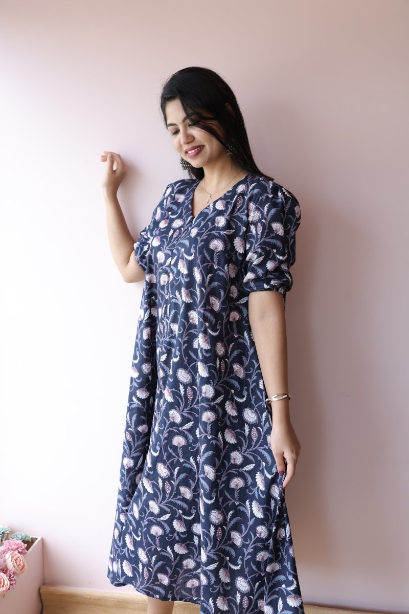 Ira Handblock Printed Cotton Maternity & Nursing Dress | Noor collectionALL US WOMENmaternity and feeding