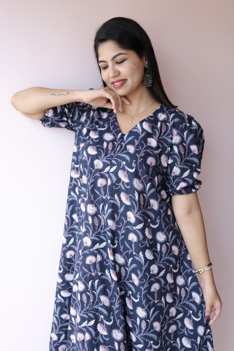 Ira Handblock Printed Cotton Maternity & Nursing Dress | Noor collectionALL US WOMENmaternity and feeding
