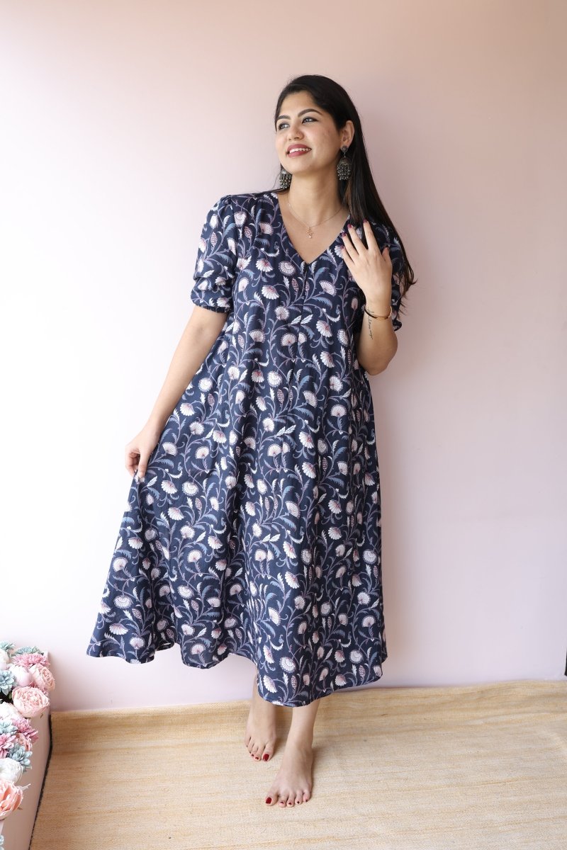 Ira Handblock Printed Cotton Maternity & Nursing Dress | Noor collectionALL US WOMENmaternity and feeding
