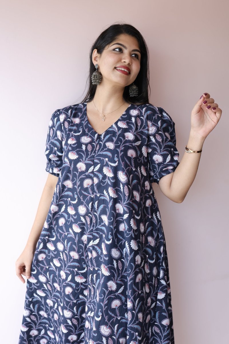 Ira Handblock Printed Cotton Maternity & Nursing Dress | Noor collectionALL US WOMENmaternity and feeding