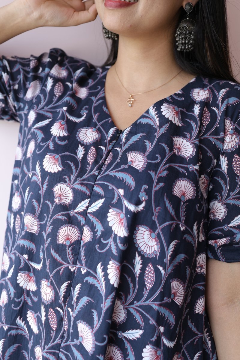 Ira Handblock Printed Cotton Maternity & Nursing Dress | Noor collectionALL US WOMENmaternity and feeding