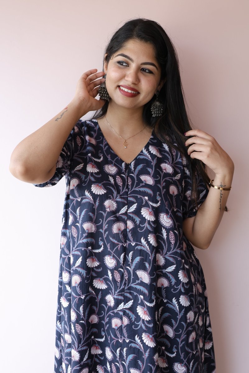 Ira Handblock Printed Cotton Maternity & Nursing Dress | Noor collectionALL US WOMENmaternity and feeding