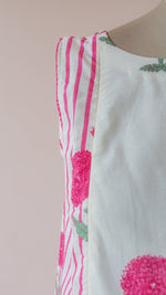 Iravati | white & Pink Stripe Marigold Block Print Cotton DressALL US WOMENmaternity and feeding