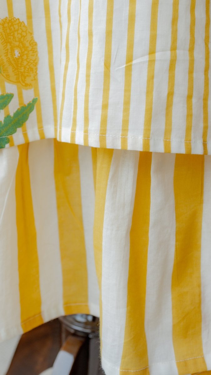 Kafi — Marigold Block Print Cotton Maternity & Nursing DressALL US WOMENmaternity and feeding
