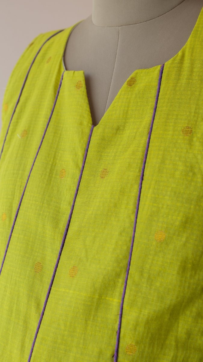 Kedar |Chartreuse south Cotton Maternity & Nursing Dress with PipingALL US WOMENmaternity and feeding