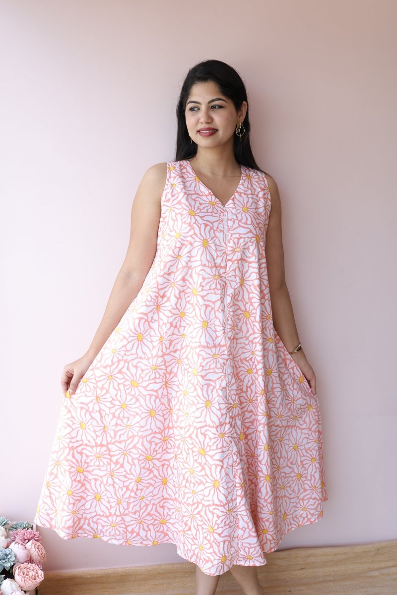 Kiran Handblock Printed Cotton Feeding - Friendly Dress | Noor coolectionALL US WOMENmaternity and feeding