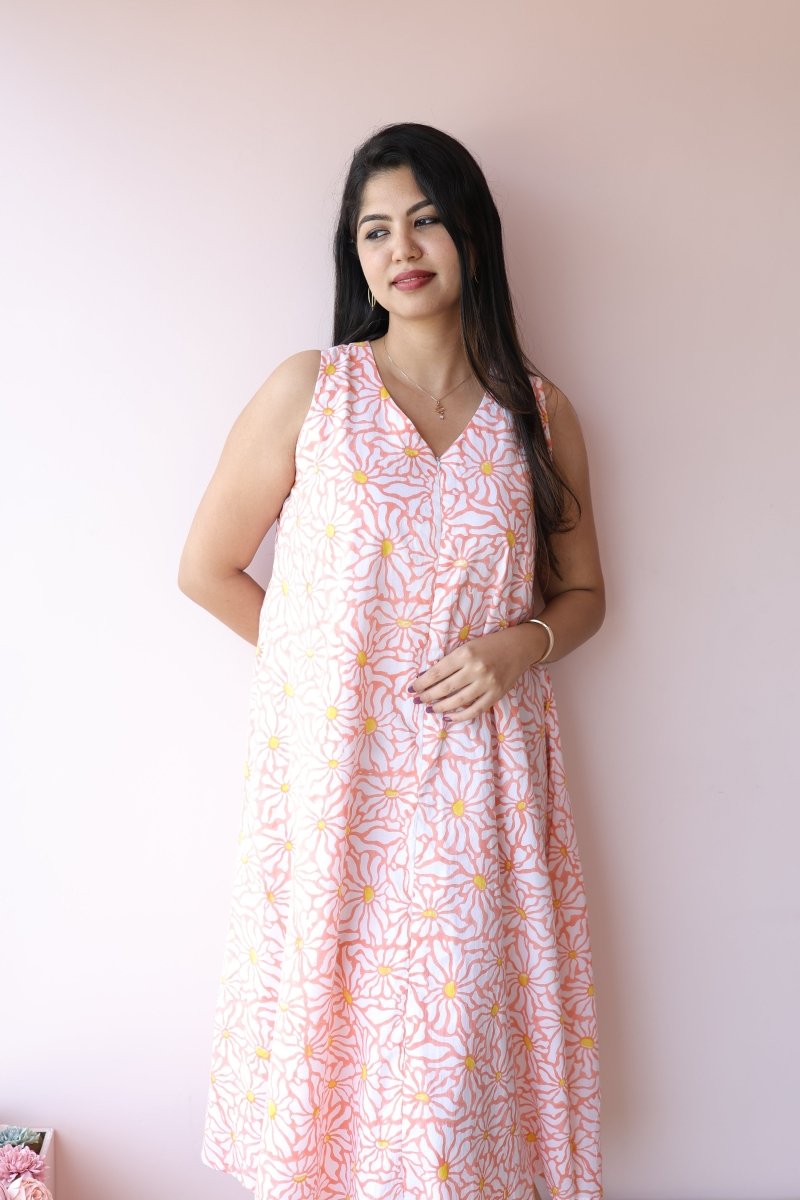 Kiran Handblock Printed Cotton Feeding - Friendly Dress | Noor coolectionALL US WOMENmaternity and feeding