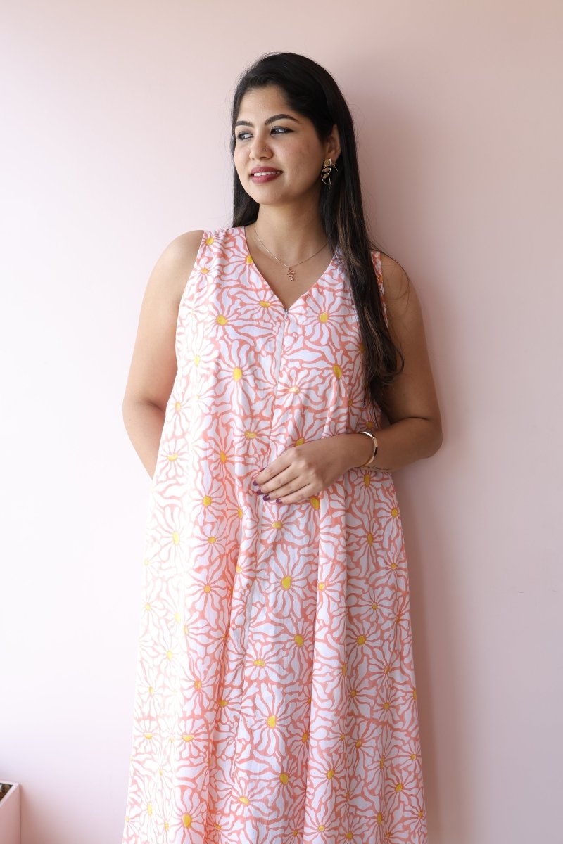 Kiran Handblock Printed Cotton Feeding - Friendly Dress | Noor coolectionALL US WOMENmaternity and feeding