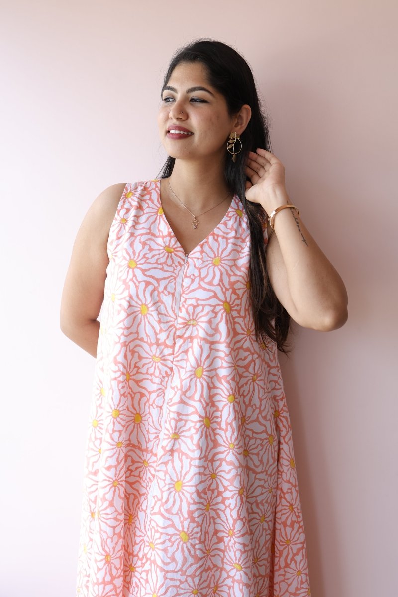 Kiran Handblock Printed Cotton Feeding - Friendly Dress | Noor coolectionALL US WOMENmaternity and feeding