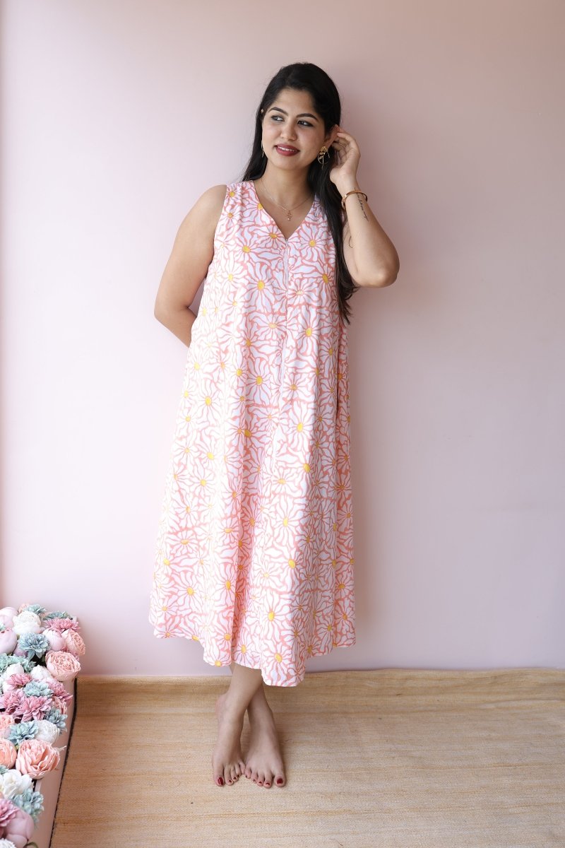 Kiran Handblock Printed Cotton Feeding - Friendly Dress | Noor coolectionALL US WOMENmaternity and feeding