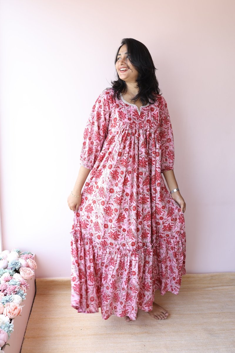 Lina Handblock Cotton Maternity & Nursing Dress | Noor collectionALL US WOMENmaternity and feeding