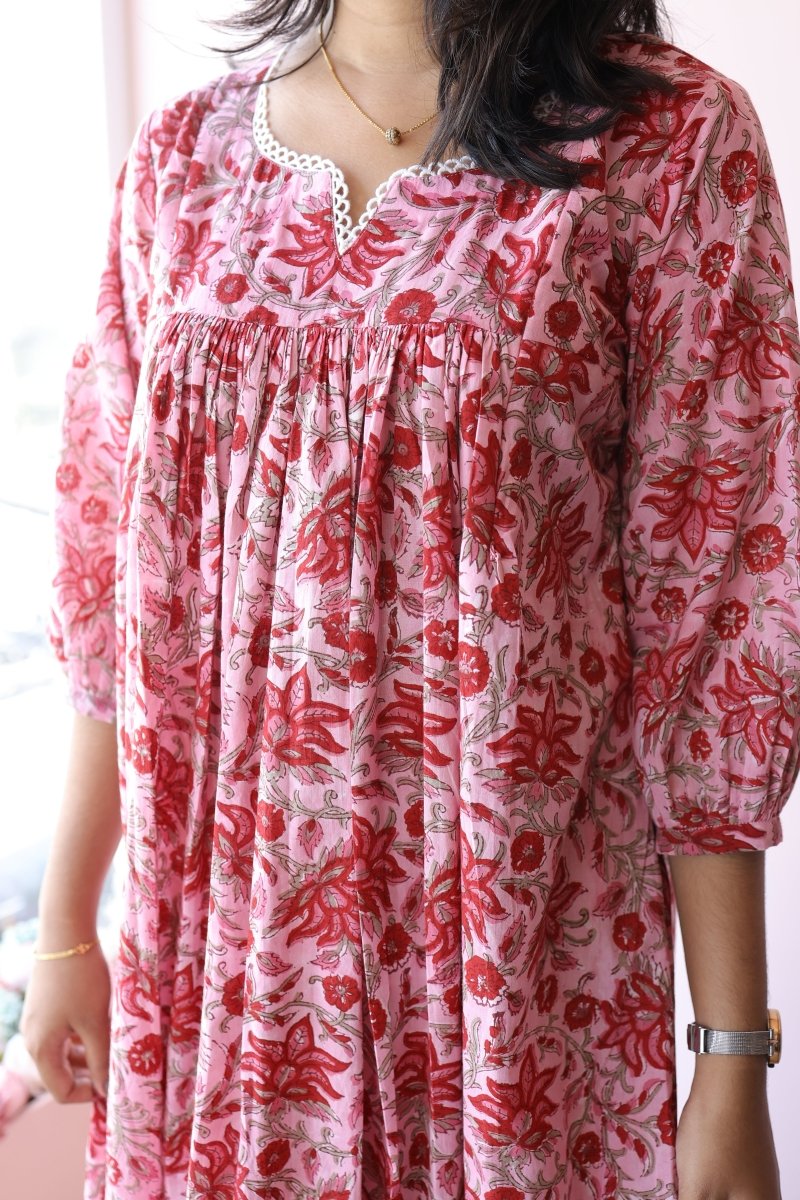 Lina Handblock Cotton Maternity & Nursing Dress | Noor collectionALL US WOMENmaternity and feeding