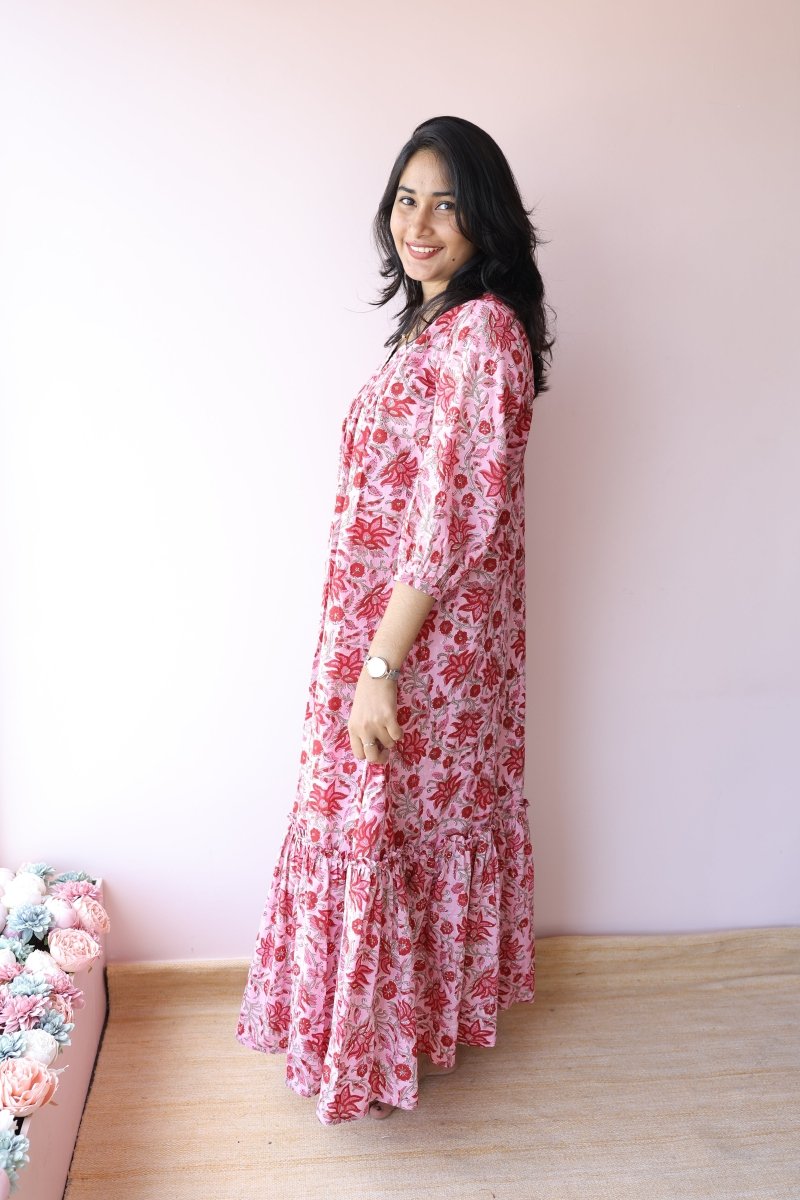 Lina Handblock Cotton Maternity & Nursing Dress | Noor collectionALL US WOMENmaternity and feeding