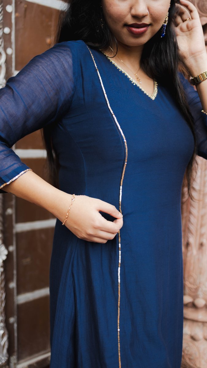 Lumière | Midnight Navy Zardozi Kurta | ÉLAN PremièreALL US WOMENmaternity and feeding