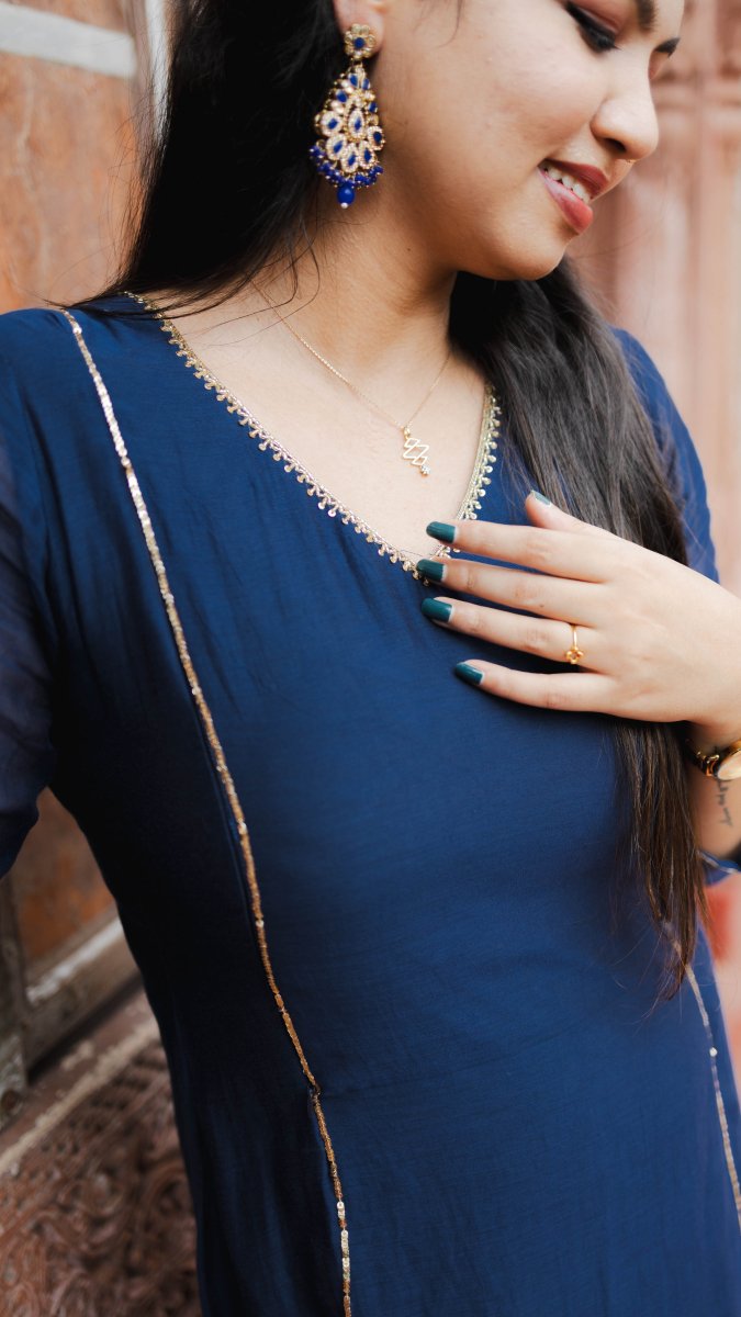 Lumière | Midnight Navy Zardozi Kurta | ÉLAN PremièreALL US WOMENmaternity and feeding