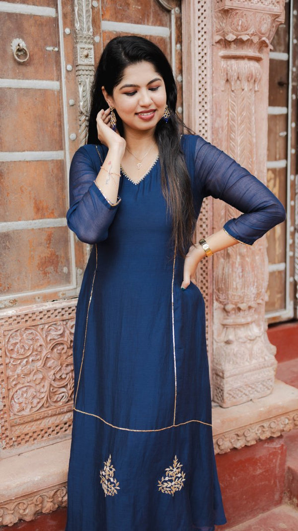 Lumière | Midnight Navy Zardozi Kurta | ÉLAN PremièreALL US WOMENmaternity and feeding