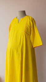 Maand — Yellow South Cotton Maternity & Nursing Dress with Pink PipingALL US WOMENmaternity and feeding