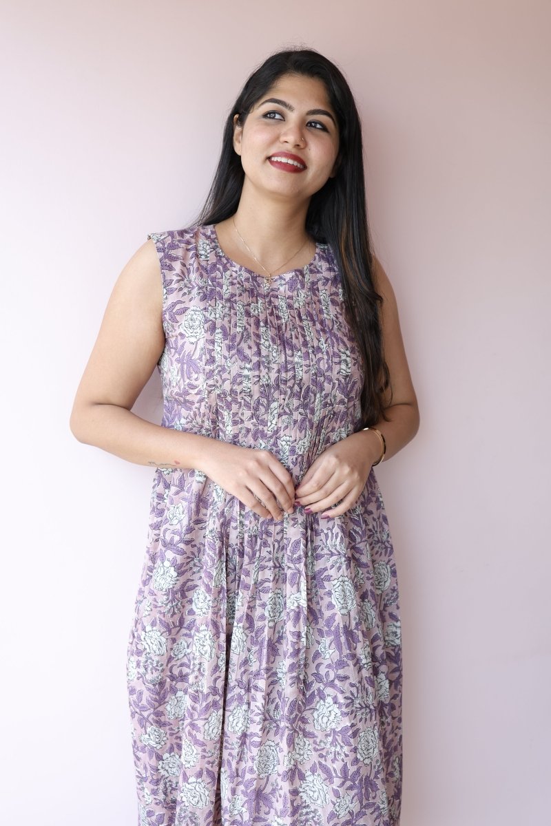 Maisha Handblock Cotton Feeding - Friendly Maternity Dress | NoorALL US WOMENmaternity and feeding