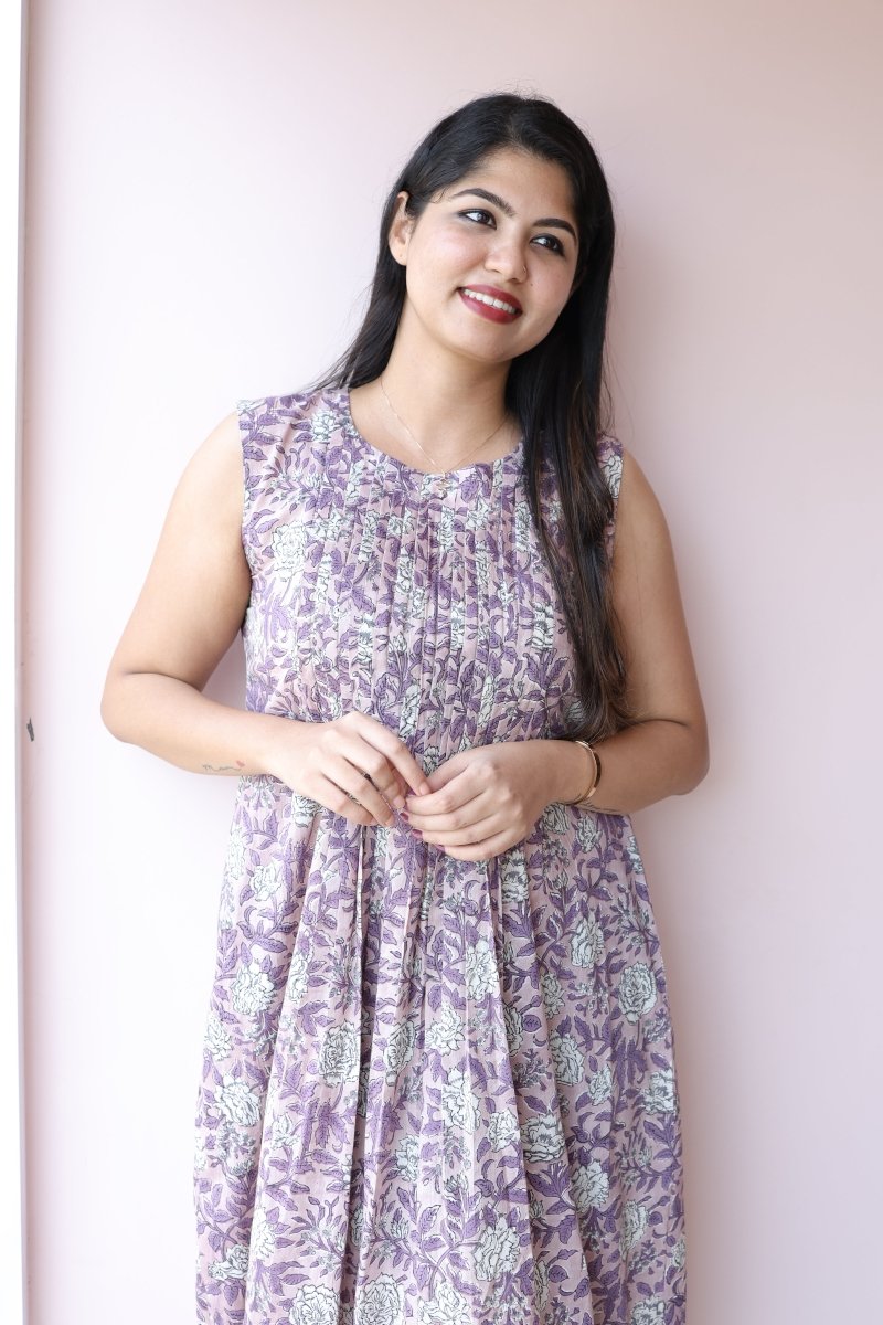 Maisha Handblock Cotton Feeding - Friendly Maternity Dress | NoorALL US WOMENmaternity and feeding